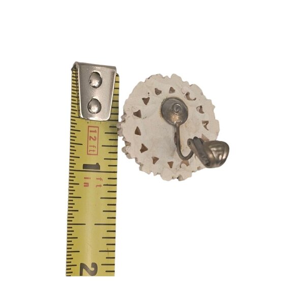 1950's Vintage Celluloid Rhinestone Daisy Floral Bouquet Bridal Clip Earrings 1" - Picture 8 of 13